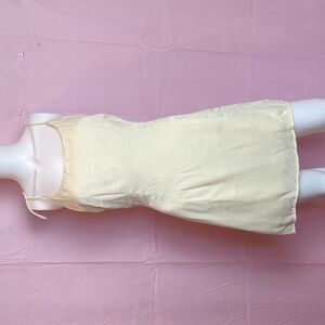 Nasty Gal You'll Be Back Tie Straps Soft Crushed Velvet Lemon Cream Mini Dress 6